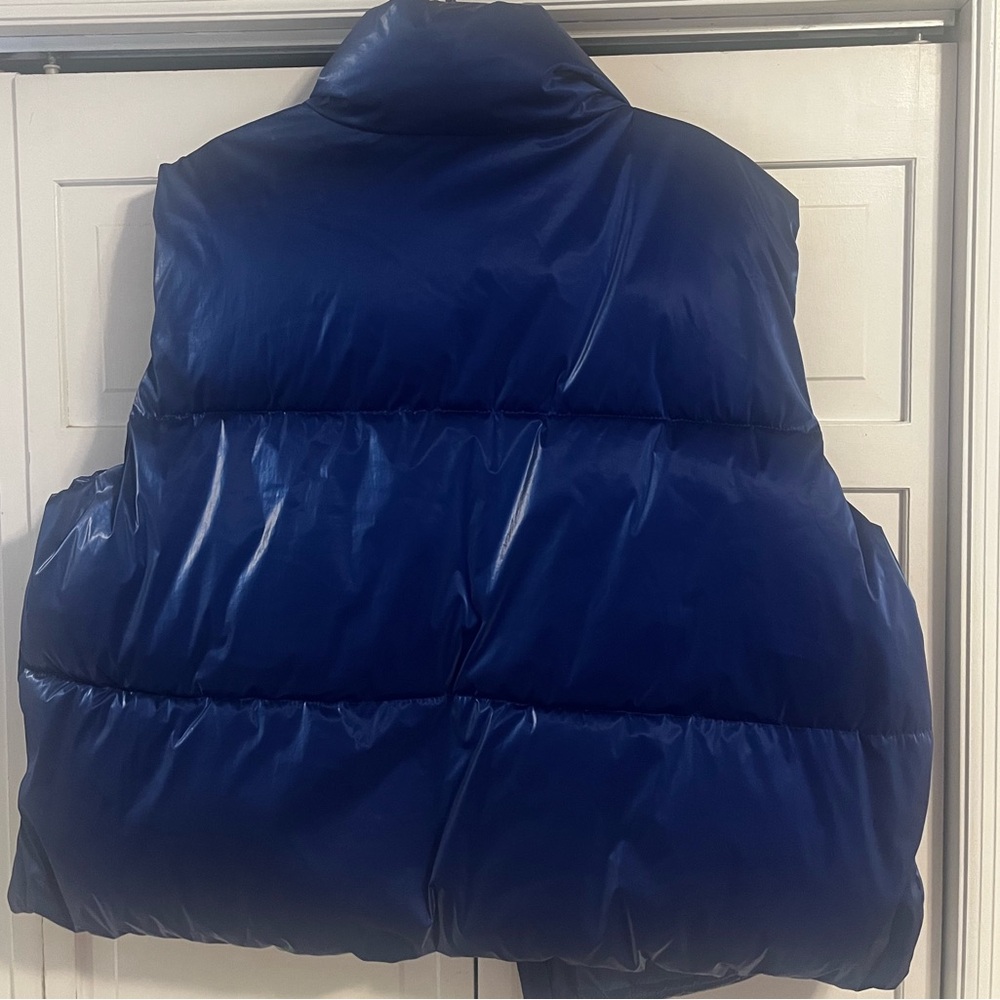 Old Navy Shiny Puffer Vest Catalyst Blue size XXL Weather Resistant - Picture 4 of 6